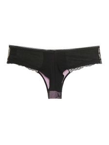 Черна бразилиана с розова дантела 0715 артикулно отзад