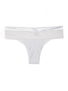 Бяла памучна бразилиана с дантела 0701 артикулно отзад