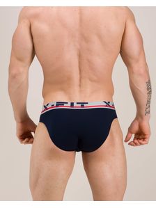 Тъмносин мъжки слип с ластик X-FIT 0508 на модел отзад