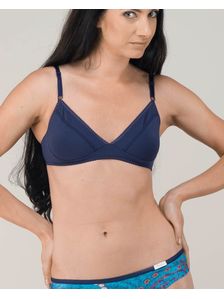 Дамско спортно бюстие в тъмносиньо 0663 на модел отпред